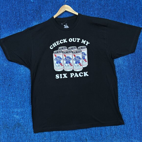 Pabst Blue Ribbon “Check Out My Six Pack” Graphic T-Shirt Size XXL - Picture 3 of 4